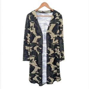 Camo Green Open Front Cardigan - Sz M